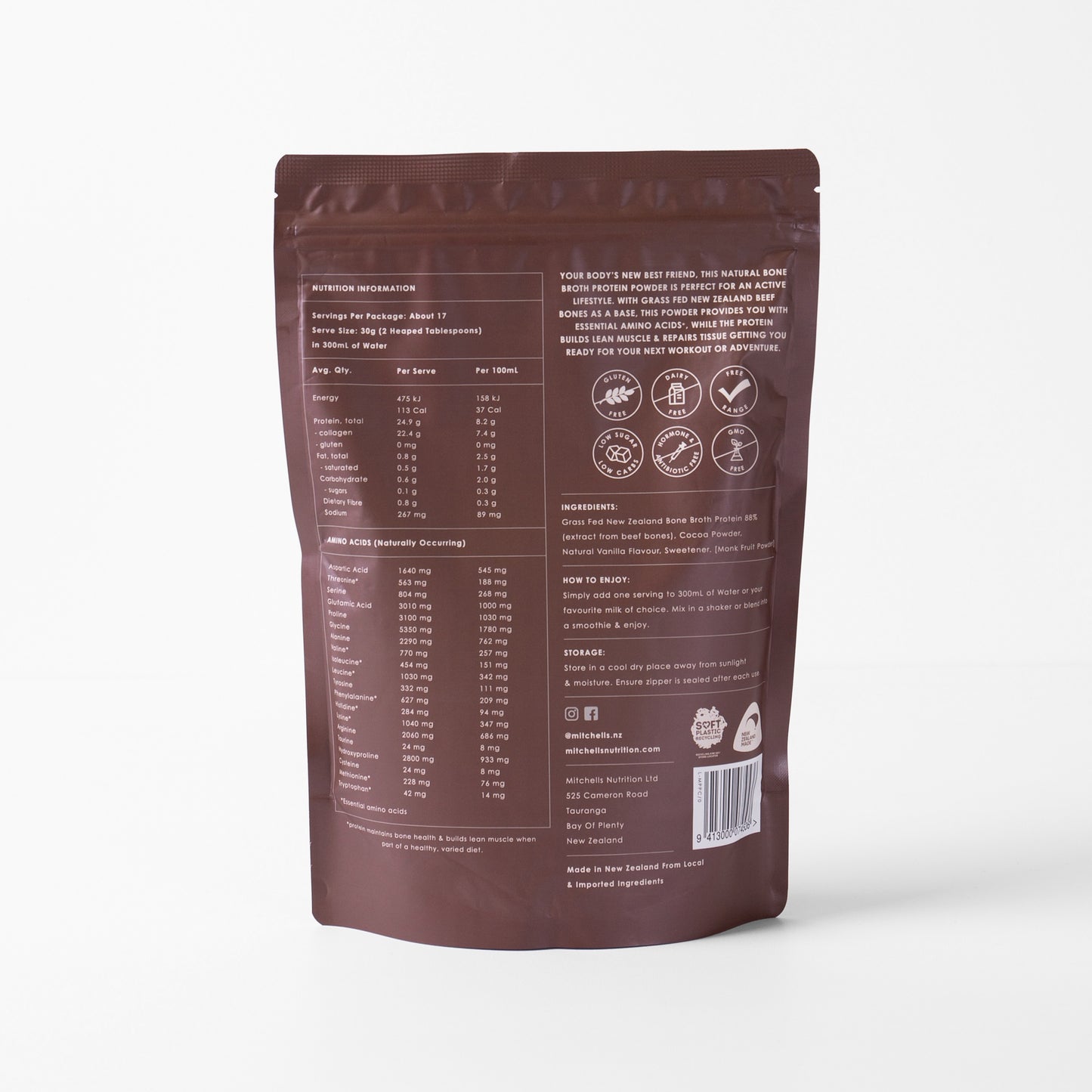 Mitchells Nutrition Bone Broth Protein Powder Chocolate