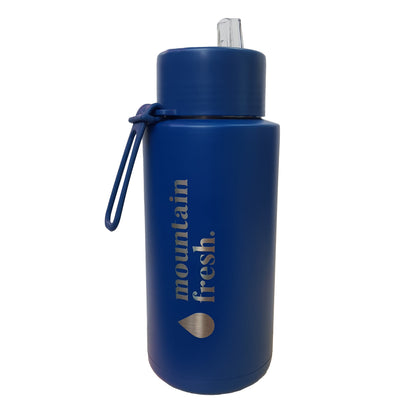 Frank Green 1L reusable bottle in green, clean product image highlighting smooth cylindrical design.