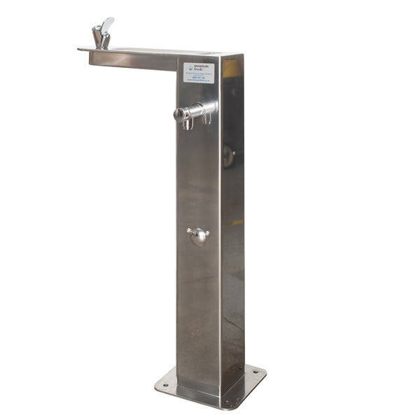 Close-up of Mountain Fresh Mount Te Aroha Drinking Fountain highlighting water spout and basin