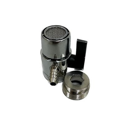 Portable benchtop water purifier with adapter for easy home installation.