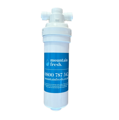 Mountain Fresh Quick Change Mini Water Filter CQCM10-KDF-O ALT – alternate view of the mini KDF filter.