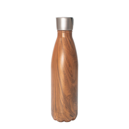 UV-LED self-cleaning drink bottle with wood-patterned finish, sleek eco-friendly design for everyday use.