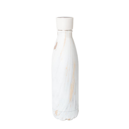 White-gold marble UV-LED drink bottle with self-cleaning feature, premium insulated design.